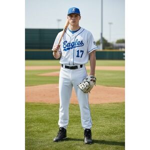 Champro MVP Open Bottom Baseball Pants Mens Small‎ White Navy Blue Stripe NEW